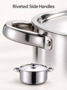 5 Pots And 5 Lids Stainless Steel Cookware Set, 10-Piece Silver Kitchen Set With Five Pot Sizes, Riveted Side Handles And Dome Lid Knobs For Preparing Soups, Stews, Pasta And Vegetables For Family Meals At Home,Kitchen,Pots And Pans Set - View 2