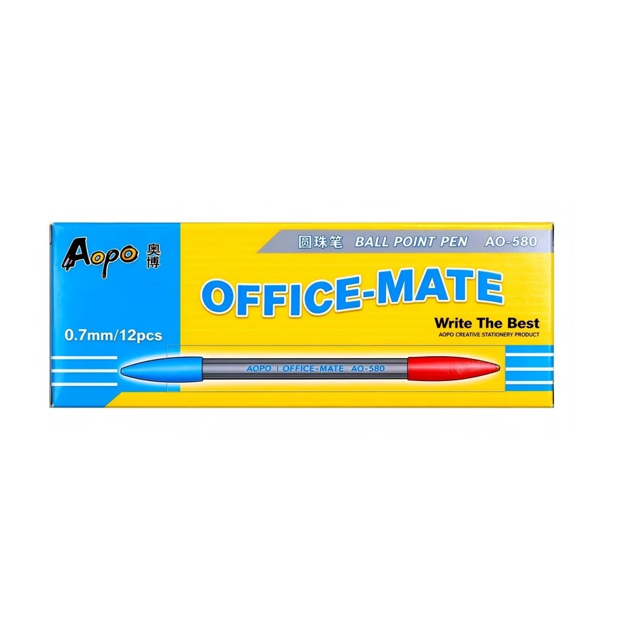 AOPO AO-580 Dual End Blue&Red Ball Point Pen,Smooth Writing For Office Mate,Easy Writing Marking For Office School,For Highlighting Notes,Best Mate For Your Study - Sets - View 1