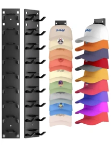 2pcs Hat Storage Organizer, Coat & Hat Rack, Baseball Cap Holder, Hat Stand, Home Decor, Room Decor, Organized Storage, Strong Adhesive Wall-Mounted Hat Rack, Multi-Layer Entryway Closet Hat Storage Display Rack, Wall-Mounted Hat Hook Organizer, Holds Up To 20 Hats, Wardrobe Organization & Storage, Organize And Store Hats 1/2pcs - View 10