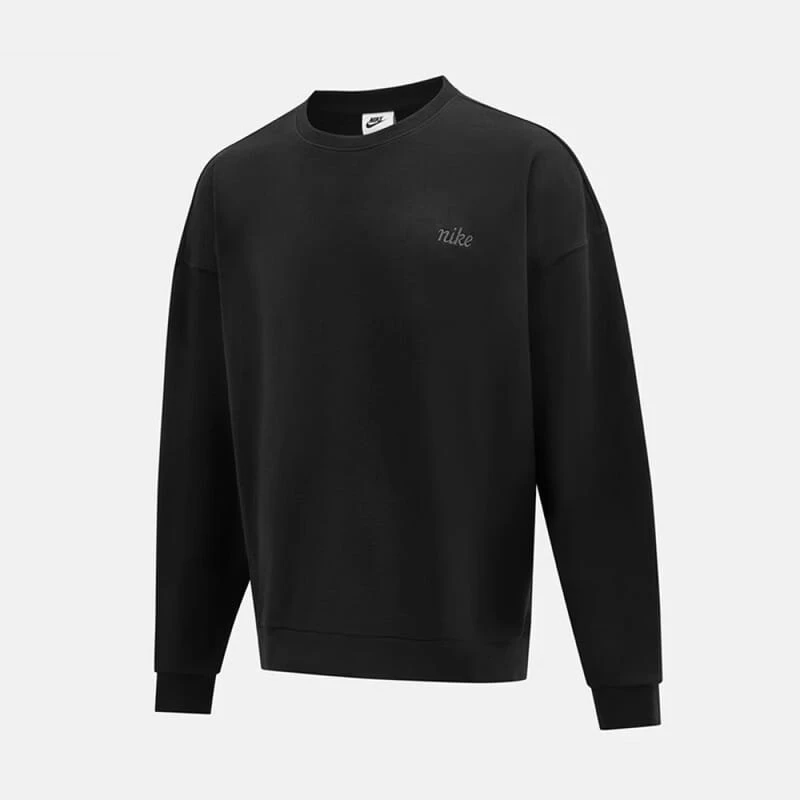 NIKE New Men's Club Loose Knit Sports Casual Pullover Sweatshirt IB8360-010 - Black - View 1