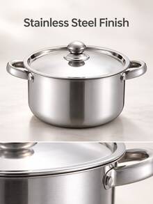 5 Pots And 5 Lids Stainless Steel Cookware Set, 10-Piece Silver Kitchen Set With Five Pot Sizes, Riveted Side Handles And Dome Lid Knobs For Preparing Soups, Stews, Pasta And Vegetables For Family Meals At Home,Kitchen,Pots And Pans Set - View 8
