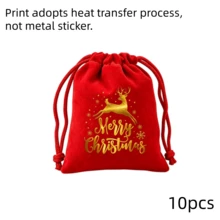 Christmas Drawstring Gift Bags, 3 Colors, Classic Gold Reindeer Christmas Print, Suitable For Party Favors, Candy And Small Gifts, Christmas Stocking Fillers, Not For Direct Food Contact - Christmas Drawstring Bag - View 14