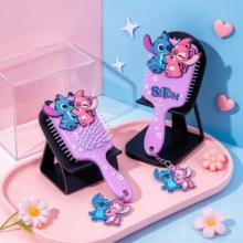Disney Stitch 3D Patch Air Cushion Comb With Pendant Airbag Brush, Detangling Massage Hair Comb Gift For Girls - One Size - View 2