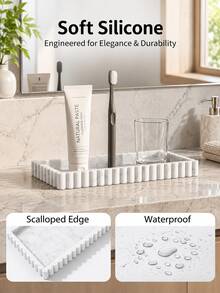 1 Rectangular Silicone Tray – Suitable For Bathroom, Perfume Display, And Coffee Table Decor (9/12-Inch, White Marble Pattern) - Multicolor - View 5
