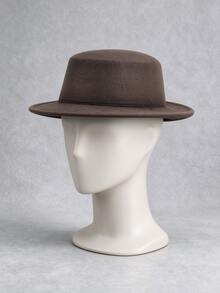 Autumn/Winter Flat Top Wool Felt Hat With Wide Brim, Versatile Felt Hat, Women's Jazz Hat, French Style - Multicolor - View 4