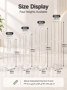 Acrylic Flower Stand Transparent Tall Square Column Vase Geometric Wedding Table Centerpiece Modern Floor Vase Suitable For Party, Banquet, Home And Various Event Decoration - Acrylic Square Flower Stand - View 9