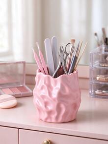 1pc Asymmetrical Wavy Makeup Brush Holder, Multi-Color Cosmetic Storage Cup, Makeup Organizer Rack, Suitable For Vanity Tabletop, Bedroom Dressing Table Surface, Decorative Space-Saving Cosmetic Display Stand - Multicolor - View 10