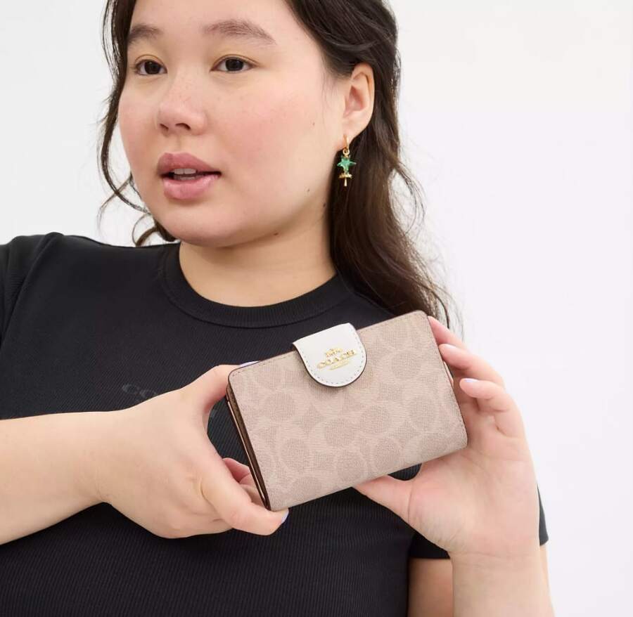 Coach Medium Corner Billfold Zip Wallet For Women,Credit Card Holder Bag With Clear ID Window,Luxury Clutch Purse,RFID Blocking Coin Purse,Gift For Women