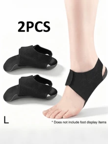 1 Pair Unisex Arch & Heel Support Shoe Inserts With Hook & Loop Closure, Foot Core Support & Protection Pads - Black - View 6