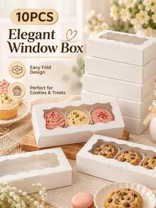 10/20Pcs Multi-Color Cookie Gift Boxes, 7*4.3*1.5 Inch Window Paper Storage Boxes, Premium Decorative Paper Boxes For Handmade Crafts, Small Gifts, Party Favors, Ideal For Wedding, Birthday, Christmas & Holiday Party Decor - Multiple Styles - View 9