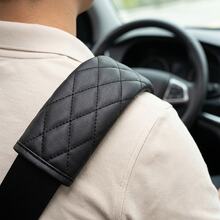 1PC/2PCS Diamond PU Leather Car Seat Belt Shoulder Pads - Enhanced Comfort For Car Interior, Black Car Accessory, Soft Breathable Fabric, Essential For Daily Commute, Upgrade Driving Experience, Fashionable Design - A - View 6