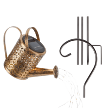 Solar Powered Watering Can Light, Hollow Metal Waterfall Fairy String Lights, Solar Automatic Switch, Waterproof Outdoor Garden Landscape Light, Vintage Projection Shadow Light, Suitable For Yard Lawn Patio Backyard Path Decoration, Warm White Atmosphere Decorative Gift - Multicolor - View 14