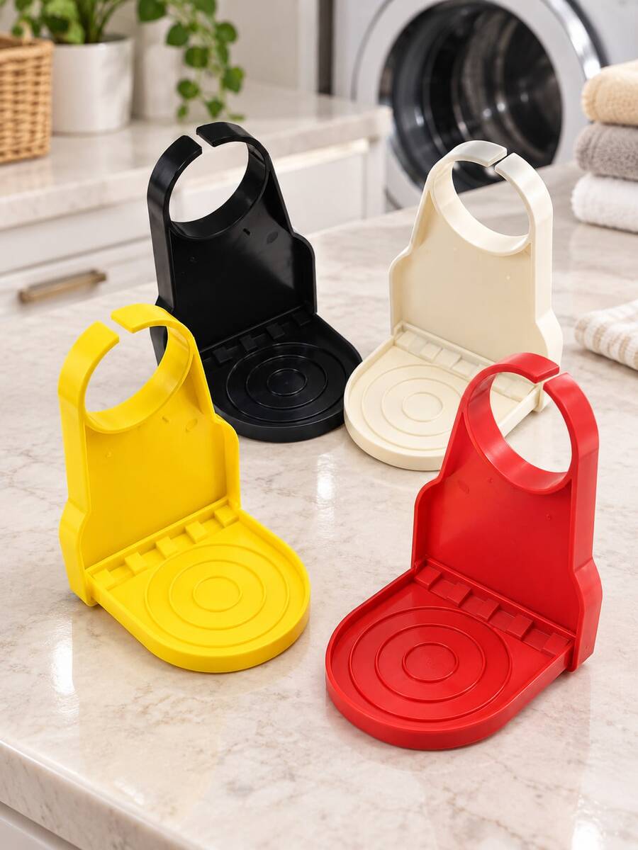 1pc Laundry Detergent Cup Holder, Laundry Detergent Bottle Clip-On Drip Tray, Anti-Drip Measuring Cup Rack, Space-Saving Laundry Room Storage Organizer, Laundry Room Accessories & Essentials (Cup Holder Only, Clip Not Included) - Multiple Styles - View 1