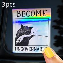 White Background Black Cat Biting, "BECOME UNGOVERNABLE" Dark Style Sticker With Rebellious And Wild Elegant - Waterproof Vinyl Sticker - Durable Matte Surface, Self-Adhesive Bumper Sticker, Suitable For Cars, Windows, Laptops, Trucks, Water Bottles - Multi-Functional Durable Design, Car Sticker - one-size - View 10