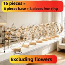 Hexagonal Metal Wreath Stand With Wooden Base, Gold Geometric Wreath Holder, Suitable For Dried Flower Decoration, Tabletop Centerpiece, Ideal For Home Living Room, Wedding Party, Valentine's Day, Wreath Stand Does Not Include Flowers - View 25