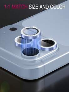 9件裝 適用於 iPhone 18 Pro/18 Pro Max 的水鑽金屬相機鏡頭保護套,裝飾鑽石鏡頭環保護,HD 透明鋼化玻璃相機蓋,防刮鏡頭保護膜 - 淺藍色 - 查看 3