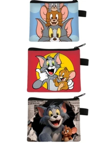 Warner Bros 1pc Tom And Jerry Cartoon Coin Purse, Short Wallet, Storage Box, Card Holder, Hanging Bag, Coin & Card Holder, Data Cable Accessory, Key Holder, Cute Style Earphone Case, Tom Cat And Jerry Mouse, Christmas Party Small Gift, Party Costume Accessory, Perfect Halloween Birthday Holiday Party Gift For Best Friends, Graduation Party - Multicolor - View 6