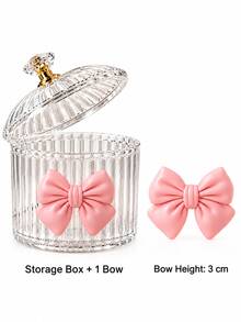 New Bowknot Makeup Storage Box, Transparent Acrylic, Soft Puff Storage - Hair Accessory Storage Box, Makeup Sponge Storage Box, Portable Powder Box, Suitable For Women To Touch Up Anytime, Travel-Friendly Storage Box - Multicolor - View 5