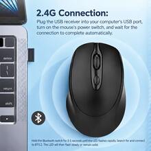 Wireless Mouse Rechargeable Mouse Gamer Dual Modes BT5.2-Compatible 2.4G USB Mute Mice For Laptop Pad Tablet - Multicolor - View 12