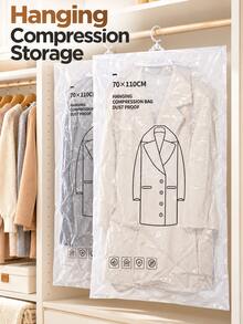 Extra Large Hanging Vacuum Compression Storage Bags, Can Hold 10 Garments, Thickened Storage Bags, Long Design, Clothing Protection & Space Saving, Closet Storage, Hanging Storage, No Electricity Required - Multicolor - View 2