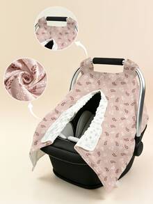 1pc Plush Baby Stroller Cover, Universal Protective Sunshade, Baby Car Seat Windproof Dustproof Cover, Unisex - Multicolor - View 3