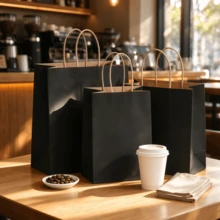 10/25/50pcs Kraft Paper Bags For Coffee, Drinks, Takeout, Packaging, Gift, Baking, Milk Tea, Premium Kraft Paper Bags, Dessert Gift Bags With Handles - View 4