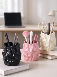 1pc Asymmetrical Wavy Makeup Brush Holder, Multi-Color Cosmetic Storage Cup, Makeup Organizer Rack, Suitable For Vanity Tabletop, Bedroom Dressing Table Surface, Decorative Space-Saving Cosmetic Display Stand - Multicolor - View 9