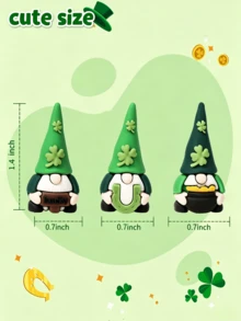20pcs/Set St. Patrick's Day Gnome Ornament, Irish Festival Sign-Holding Dwarf Tabletop Decor, Shamrock Faceless Old Man Car Ornament, Themed Decoration Prop, Holiday Gift, Scene Layout Decorations - Multicolor - View 5