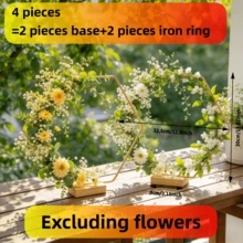 Hexagonal Metal Wreath Stand With Wooden Base, Gold Geometric Wreath Holder, Suitable For Dried Flower Decoration, Tabletop Centerpiece, Ideal For Home Living Room, Wedding Party, Valentine's Day, Wreath Stand Does Not Include Flowers - View 24