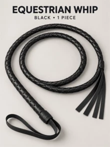 Black Equestrian Riding Crop, High Aesthetic Value, Interwoven Texture, 3D Appearance, Compact And Portable, Sleek Long Shape, Matching Ring Wrist Strap, Woven Handle, Suitable For Stage Performance, Cosplay Styling, Themed Photography, Adding Visual Highlights - Multicolor - View 2