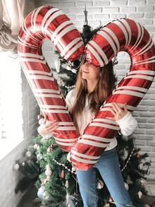 6pcs Giant Christmas Candy Cane Foil Balloons - Perfect Choice For Holiday And New Year Party Decoration, No Power Needed, Christmas - Multicolor - View 3