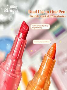 1/3/6pcs Transparent Letter Pole Glitter Fluorescent Pen Set, Random Color And Style, Two Thicknesses Of Glitter Scented Pens, Macaron Soft Tip Fluorescent Pens, Suitable For Students To Take Notes And Make Markings, Colorful Stationery Gift, Perfect For Note-Taking, Textbook Marking, Journaling And Office Use, Back To School Essential, Office Supplies - Multicolor - View 6