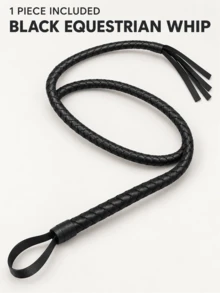 Black Equestrian Riding Crop, High Aesthetic Value, Interwoven Texture, 3D Appearance, Compact And Portable, Sleek Long Shape, Matching Ring Wrist Strap, Woven Handle, Suitable For Stage Performance, Cosplay Styling, Themed Photography, Adding Visual Highlights - Multicolor - View 7