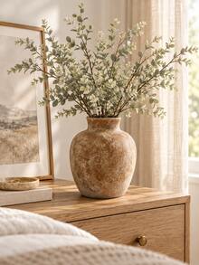 1 bình hoa nhựa resin màu be vân nổi phong cách Wabi-Sabi mộc mạc kiểu trang trại, dùng cho hoa khô, cỏ lau và cành cây, decor nhà tông trung tính, phù hợp cho phòng khách, lối vào, bệ lò sưởi, bàn ăn và kệ - A - Xem 7