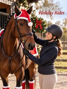 2026 New Christmas Horse Leg Wraps + Hat Set - Festive Red & Green Equestrian Boots & Ear Bonnet For Holiday Parades, Riding & Parties, Breathable Fleece-Lined Protection - Multiple Styles - View 3