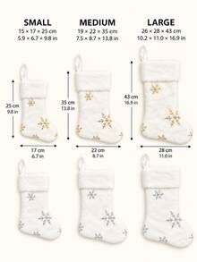 1pc White Christmas Stocking, Glitter Snowflake Plush Large Christmas Hanging Stocking Decoration With Name Tag, Suitable For Christmas Holiday Home Party Decoration - Multicolor - View 4