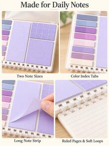 Soft Pastel Sticky Notes Notebook Set With Index Tabs, Colorful Memo Pads, Lined Pages, Thick Paper Stationery For Students, Office Notes, Daily Planning, Travel Journaling, Workout Tracking, To-Do Lists, Study Reminders & Desk Organization - Multicolor - View 10