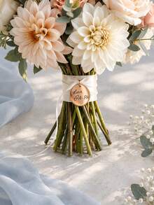 Handwritten Wedding Bouquet Charm, Bride Keepsake Gift, Customized Handwritten Round Disc Personalized Planner Charm, Signature Charm Gift - Multi-color Bouquet Ribbon - View 3