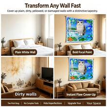 Tranh treo tường vải polyester in hình mèo lớn cảnh dưới nước, poster trang trí phòng khách, phòng ngủ, tiệc, chụp ảnh, thiền, trang trí Giáng Sinh & quà tặng kèm bộ lắp đặt - Nhiều màu - Xem 6