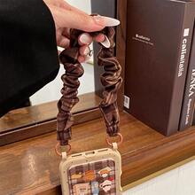 1pc Brown Card Slot Coffee Cake Painted Pattern Classic Anti-Drop Soft Card Slot Short Lanyard Phone Case Compatible With Apple 18Promax/18Pro/17Pro/17/Air/17Promax/11/12/13/14/16 Pro Max/16 Pro/15 Series Lens Protection, Holiday Gift - Khaki - View 3