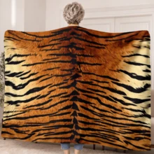 1PC Tiger-Print Wearable Blanket - Soft And Fluffy For Both Men And Women. It Is Very Suitable For Daily Use, Holiday Gifts, Camping, Home Warmth - Multicolor - View 2