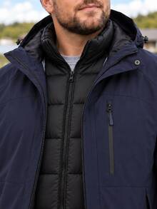 Plus Size Men 2 Pieces Hooded Puffer Jacket, Removable Inner Quilted Liner, Outdoor Warm Winter Coat - Navy Blue - View 7