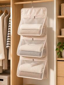 Hanging Underwear Storage Bag With Hook And Zipper Mesh Design, Closet Clothes Organizer Bag, Suitable For Bra, Panties, Socks And Small Clothing Items Classification Storage, Bedroom And Dormitory Wardrobe Storage, Room Organization And Decorative Accessory - Multicolor - View 12