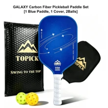 TOPICK 1Pc Blue Pickleball Racket Pickleball Paddle T700 Carbon Fiber PP Honeycomb Core 16mm Galaxy Series For Beginners For Men And Women With 2 Free Balls 1 Cover Entry-Level Paddle - Blue - View 8