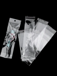 100入透明自封 OPP 塑膠收納袋，附吊孔，適用於珠寶展示包裝 - 無色 - 查看 5