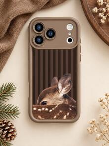 Brown Deer Phone Case, Dark Striped Forest Animal Print Protective Shell, Vintage Natural Minimalist Phone Accessory, Compatible With Iphone 18 Pro Max/18 Pro/17/16/15/14/13/12/11/Pro/Pro Max/X/XR/XS/XS Max/7/8/Plus, Compatible With Samsung/Honor - Multicolor - View 6
