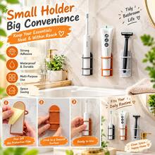 1pc Wall-Mounted Toothbrush Holder, No-Drill Bathroom Storage Rack With Razor Holder, Space-Saving Shower Caddy For Toothbrushes, Razors And Small Bathroom Essentials, Suitable For Home, RV Bathroom And Small Spaces - A - View 2