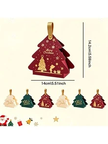 15pcs Christmas Tree Shaped Gift Tote Bag, Featuring Christmas Tree And Reindeer Designs. Perfect For Christmas Table Decorations, Gift Wrapping Boxes, Party Favors, And More. An Ideal Gift Choice For Christmas, Themed Parties, And New Year's Parties - Multicolor - View 12
