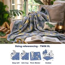 1pc Jungle Dinosaur Cartoon Glow-In-The-Dark Blanket, Soft Flannel Blanket, Suitable For Sofa, Living Room, Bedroom And Outdoors, Decoration Gift, Perfect For Teens And Adults - Multicolor - View 8