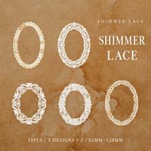 Lace Museum Series PET Sticker Pack, European Hollow Lace Frame Stickers, Semi-Transparent Background Border Elements, Scrapbook Material Stickers, DIY Decorative Stickers - Multicolor - View 14